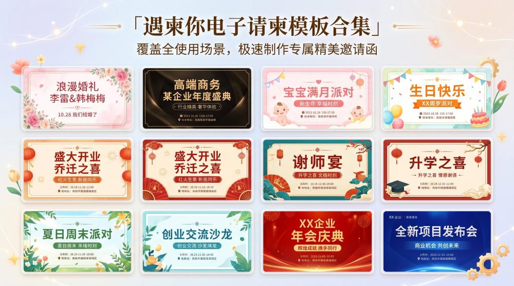 老友重逢不用挨个私信！简约温馨老友聚会电子请柬，一键召集全员赴约✨